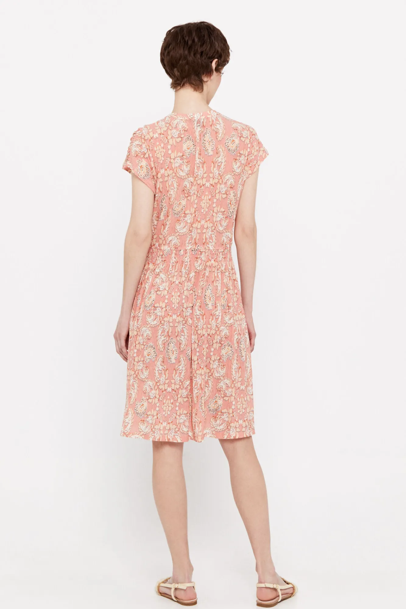 Cortefiel Vestido Punto Plisado Estampado Multicolor Discount