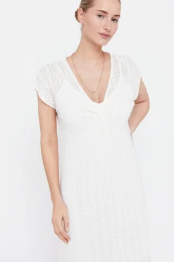 Cortefiel Vestido Punto Plisado Multicolor Blanco Clearance