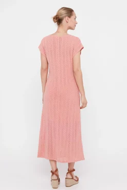 Cortefiel Vestido Punto Plisado Multicolor Coral Clearance