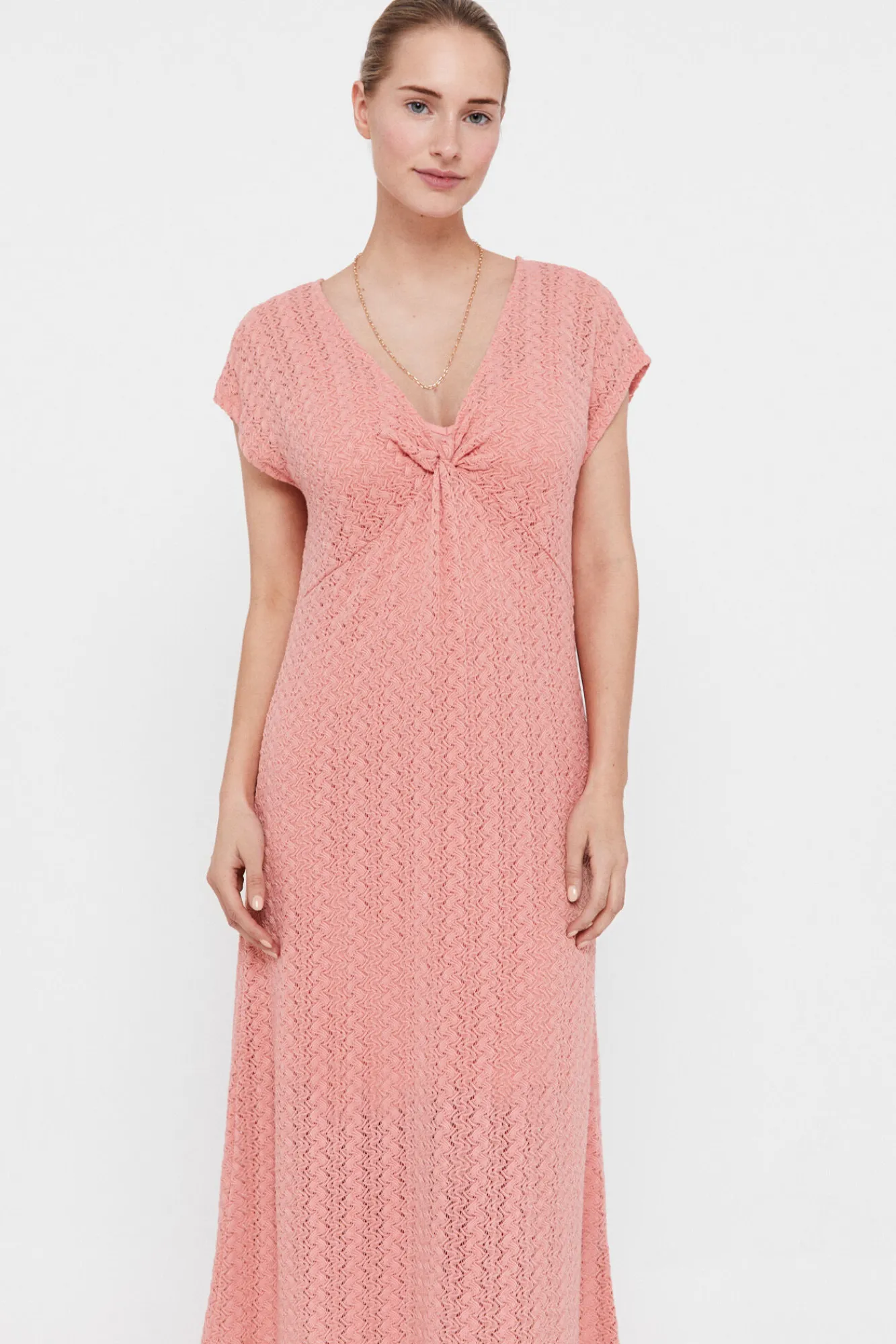 Cortefiel Vestido Punto Plisado Multicolor Coral Clearance