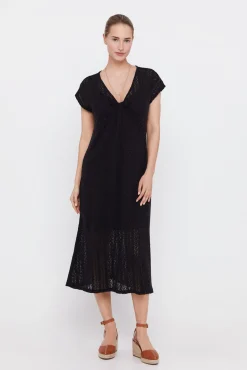 Cortefiel Vestido Punto Plisado Multicolor Negro Discount