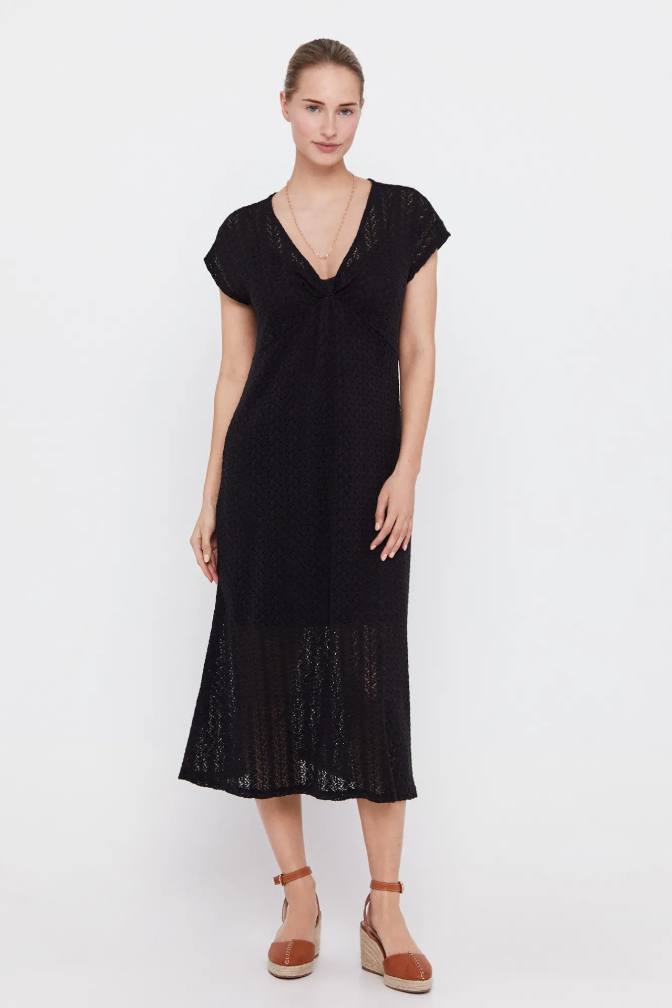 Cortefiel Vestido Punto Plisado Multicolor Negro Discount