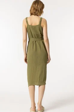 Tiffosi Vestido Rustico Con Cinturon Verde Sale