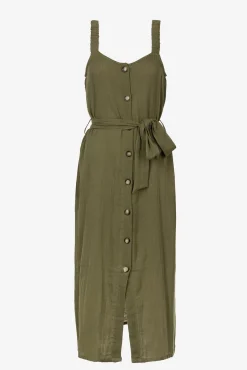 Tiffosi Vestido Rustico Con Cinturon Verde Sale