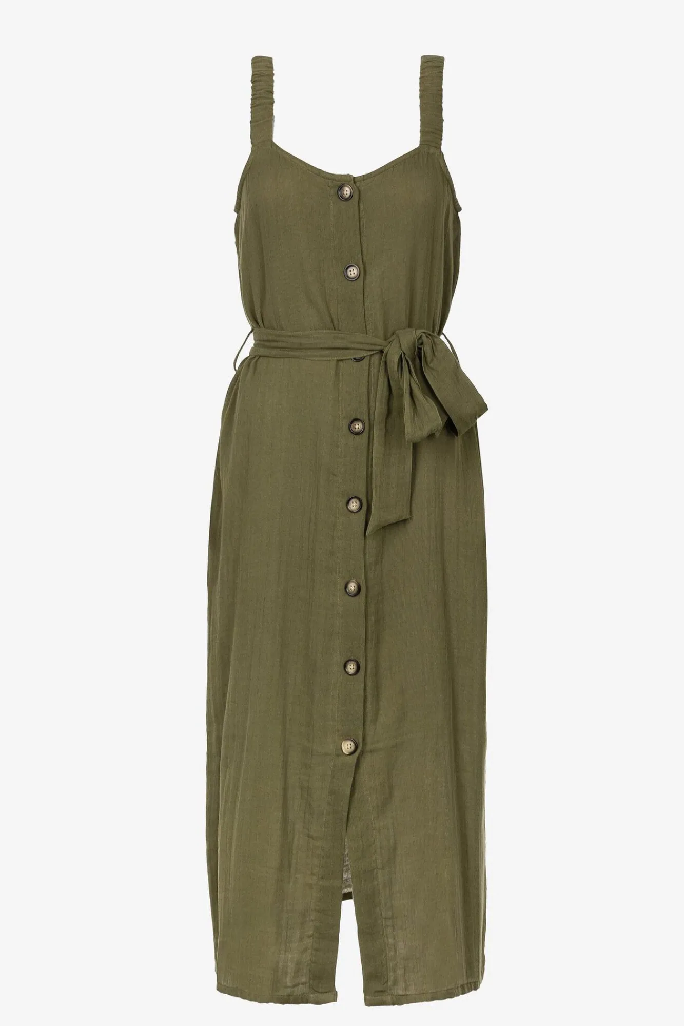 Tiffosi Vestido Rustico Con Cinturon Verde Sale