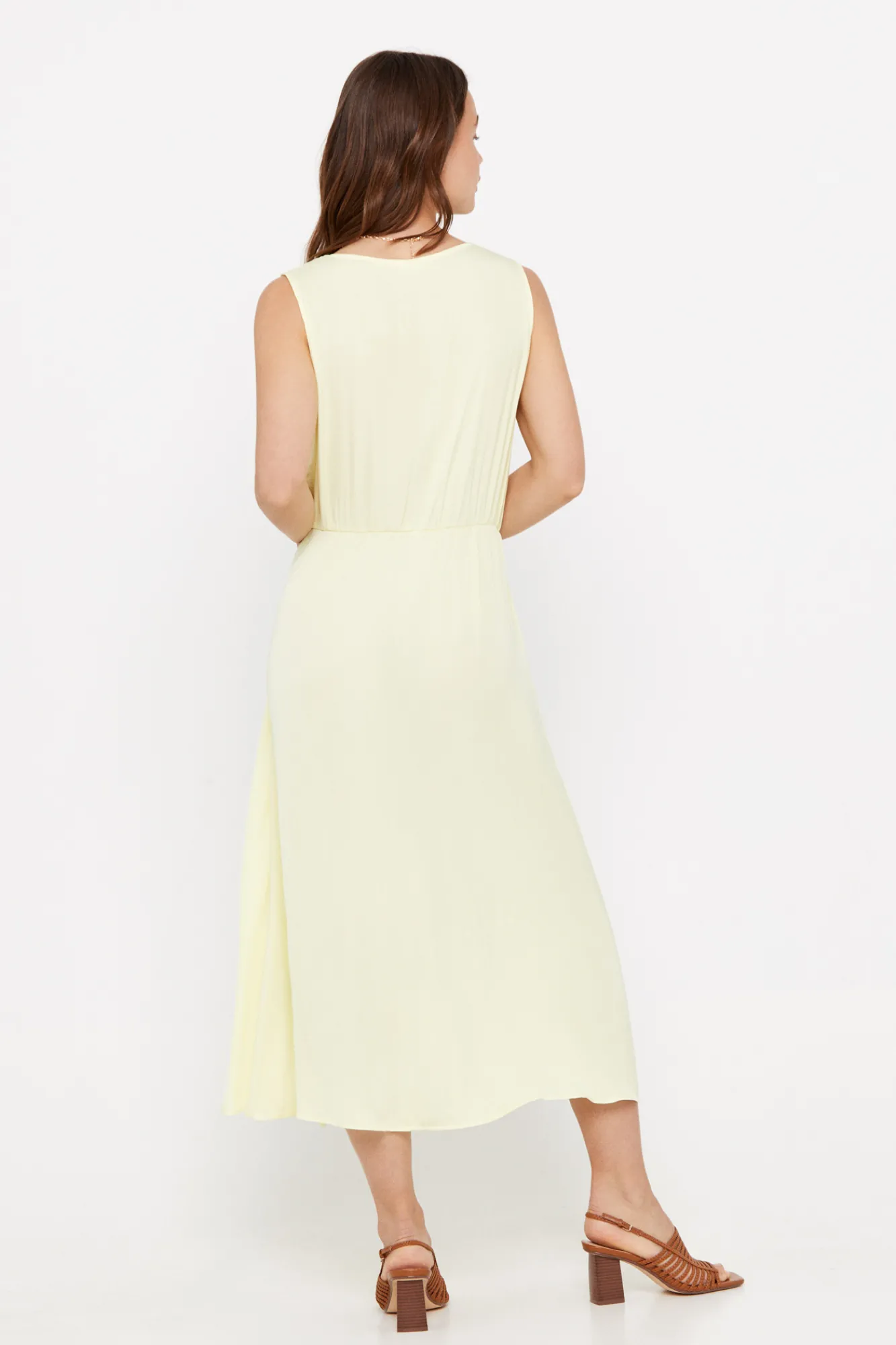 Cortefiel Vestido Satinado Sostenible Amarillo Outlet