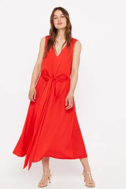 Cortefiel Vestido Satinado Sostenible Rojo Online