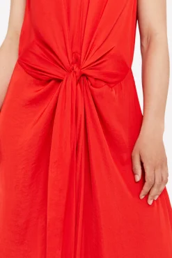 Cortefiel Vestido Satinado Sostenible Rojo Online