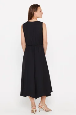 Cortefiel Vestido Satinado Sostenible Negro Clearance