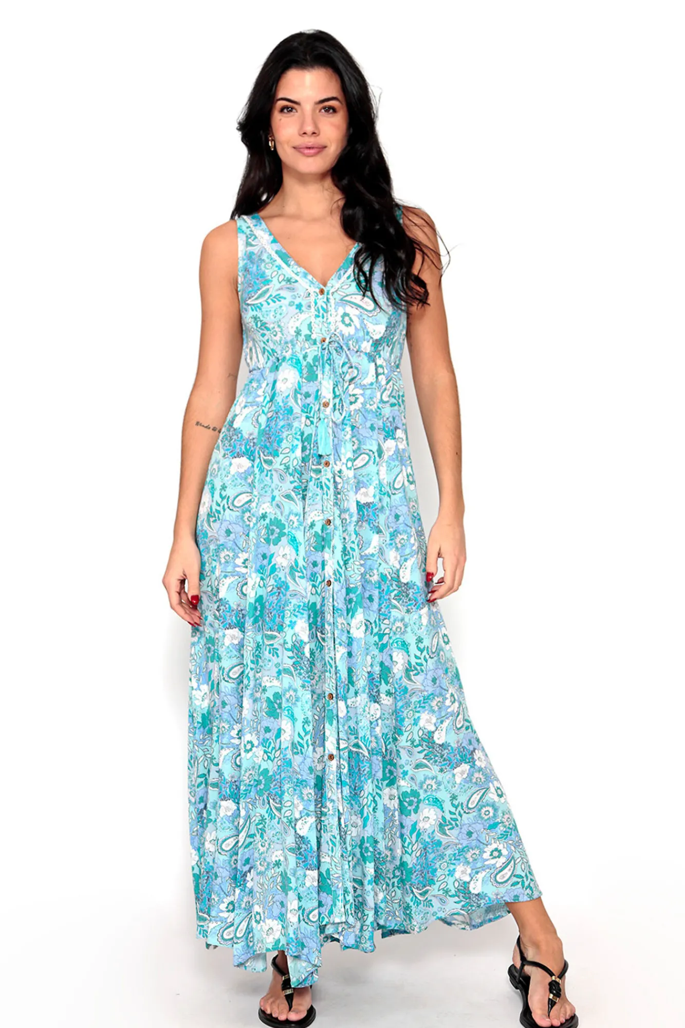 Brave Soul Vestido Sin Magnas Con Print Estampado Turquesa Online