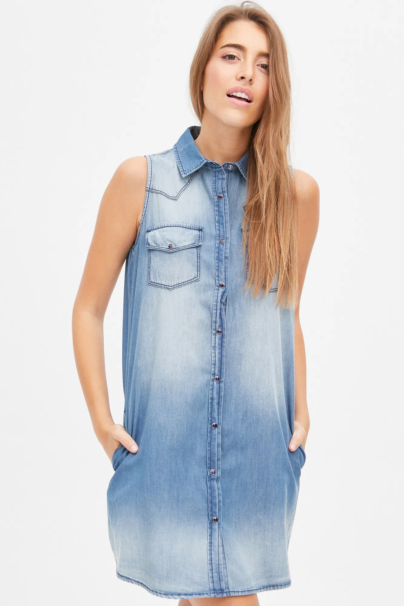 Inside Vestido Vaquero Camisero Sisa Azul Medio Sale