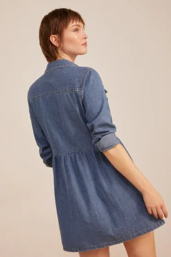 * Vestido Vaquero Lavado Sostenible Azul Medio Outlet