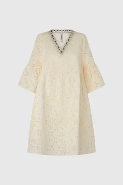 Pepe Jeans Vestido Voluminoso Con Detalles Bordados. Marron Clearance
