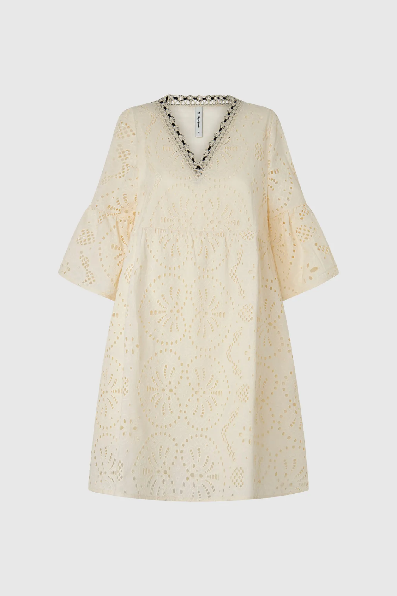 Pepe Jeans Vestido Voluminoso Con Detalles Bordados. Marron Clearance