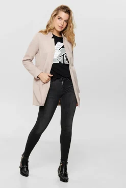 Only Woolen Cloth Coat With High Collar Gris Medio Outlet