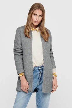 Only Woolen Cloth Coat With High Collar Gris Claro Best