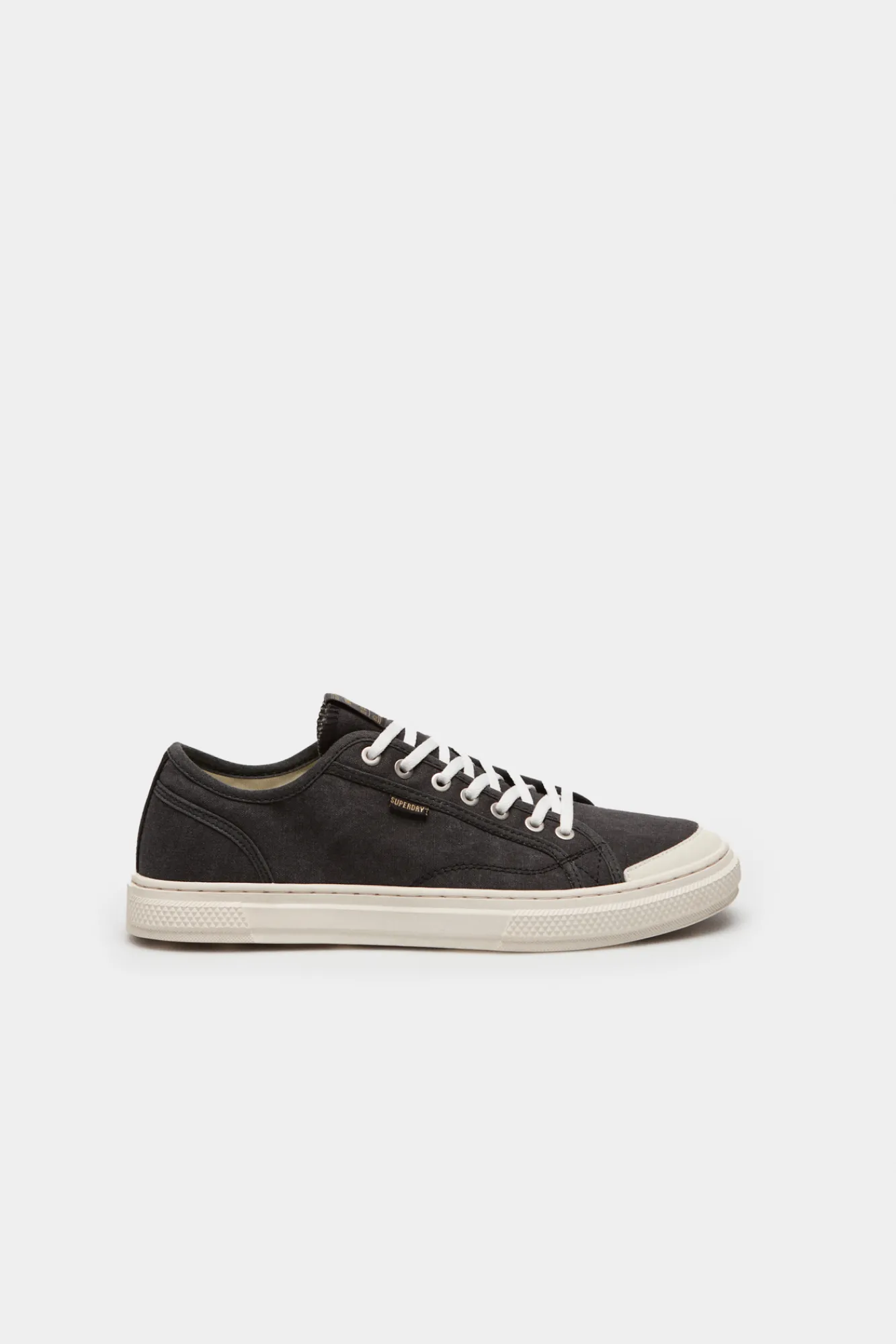 Superdry Zapatillas Deportivas Veganas De Lona Y Cana Baja Negro New