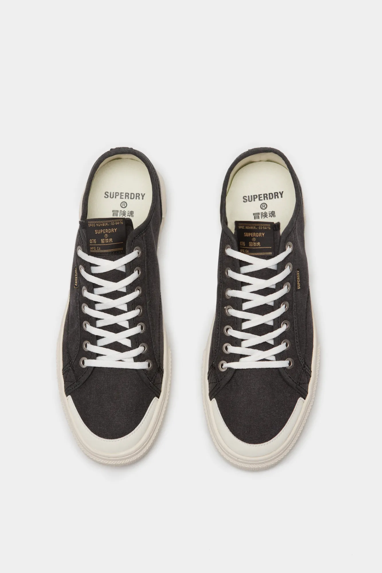 Superdry Zapatillas Deportivas Veganas De Lona Y Cana Baja Negro New