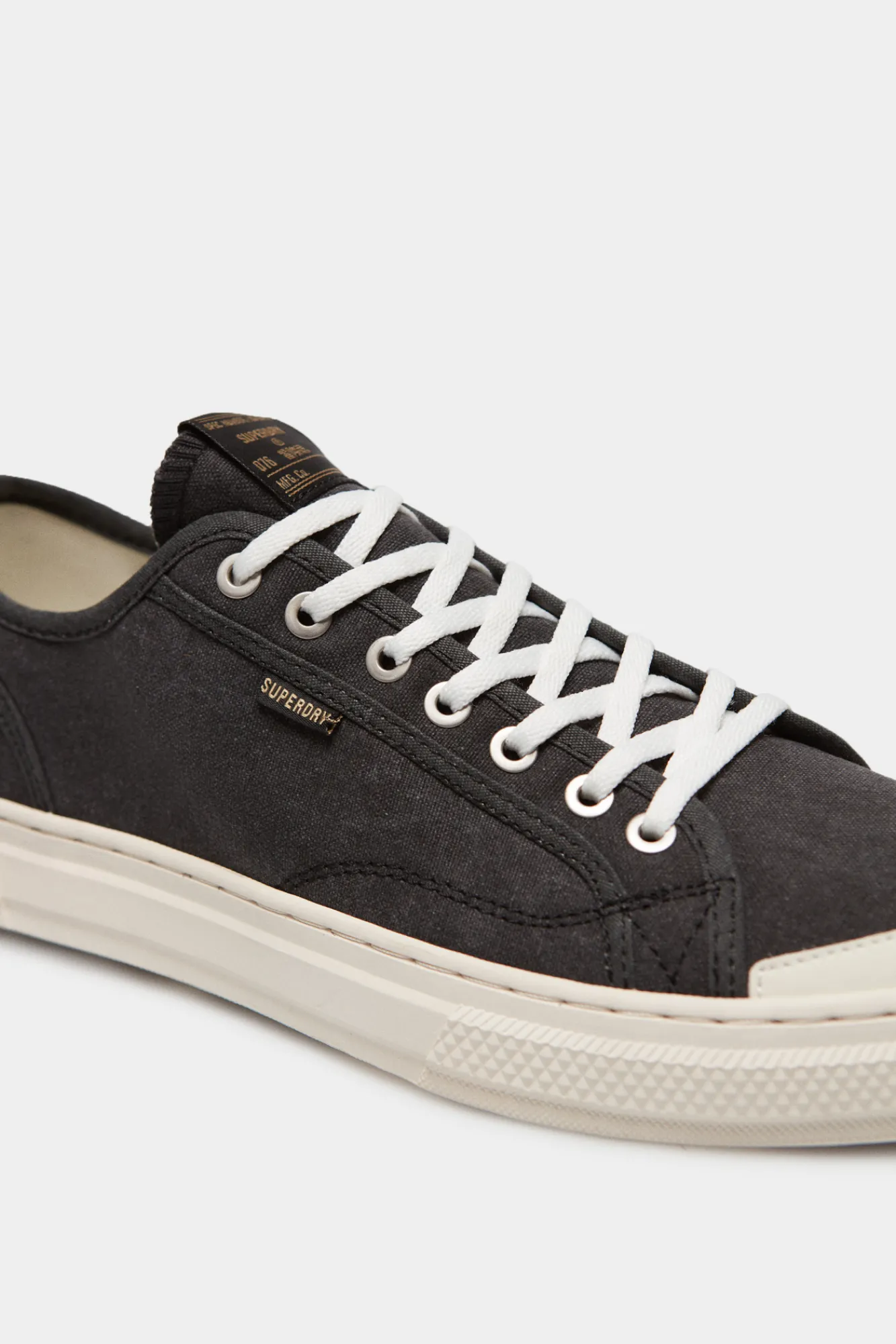 Superdry Zapatillas Deportivas Veganas De Lona Y Cana Baja Negro New