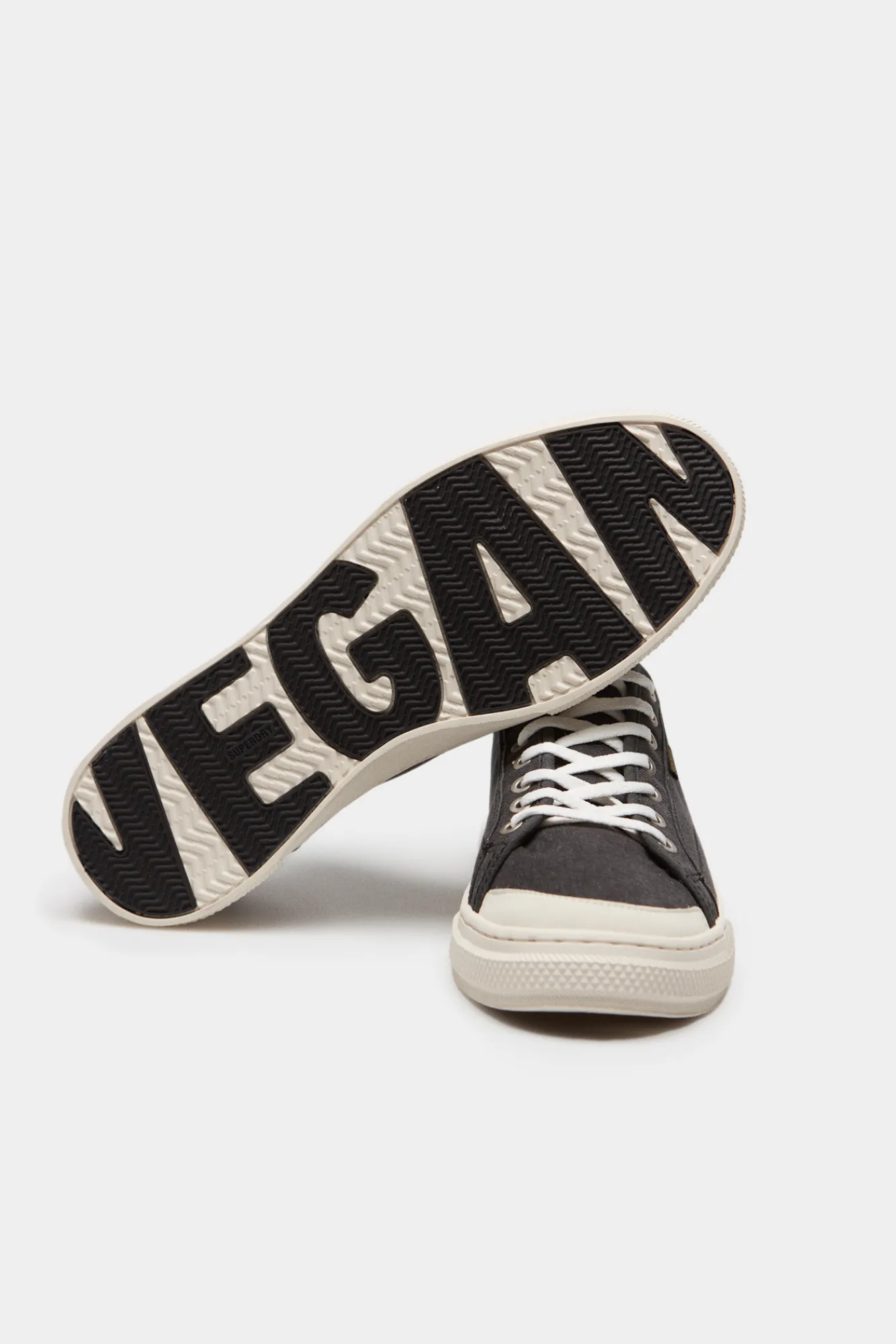 Superdry Zapatillas Deportivas Veganas De Lona Y Cana Baja Negro New