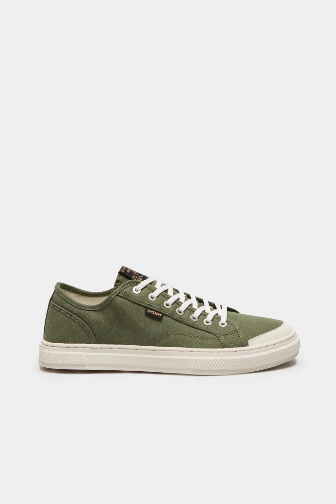 Superdry Zapatillas Deportivas Veganas De Lona Y Cana Baja Kaki Claro New